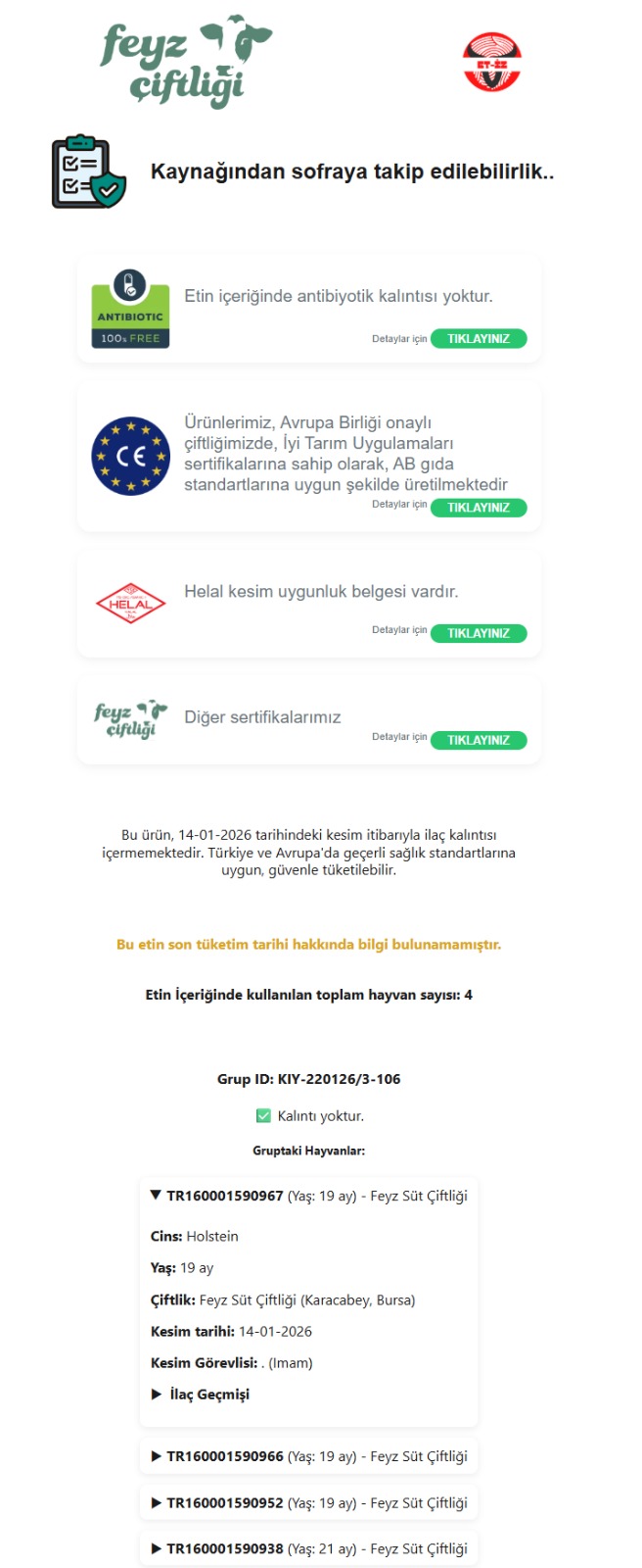 ET-İZ müşteri ekranı